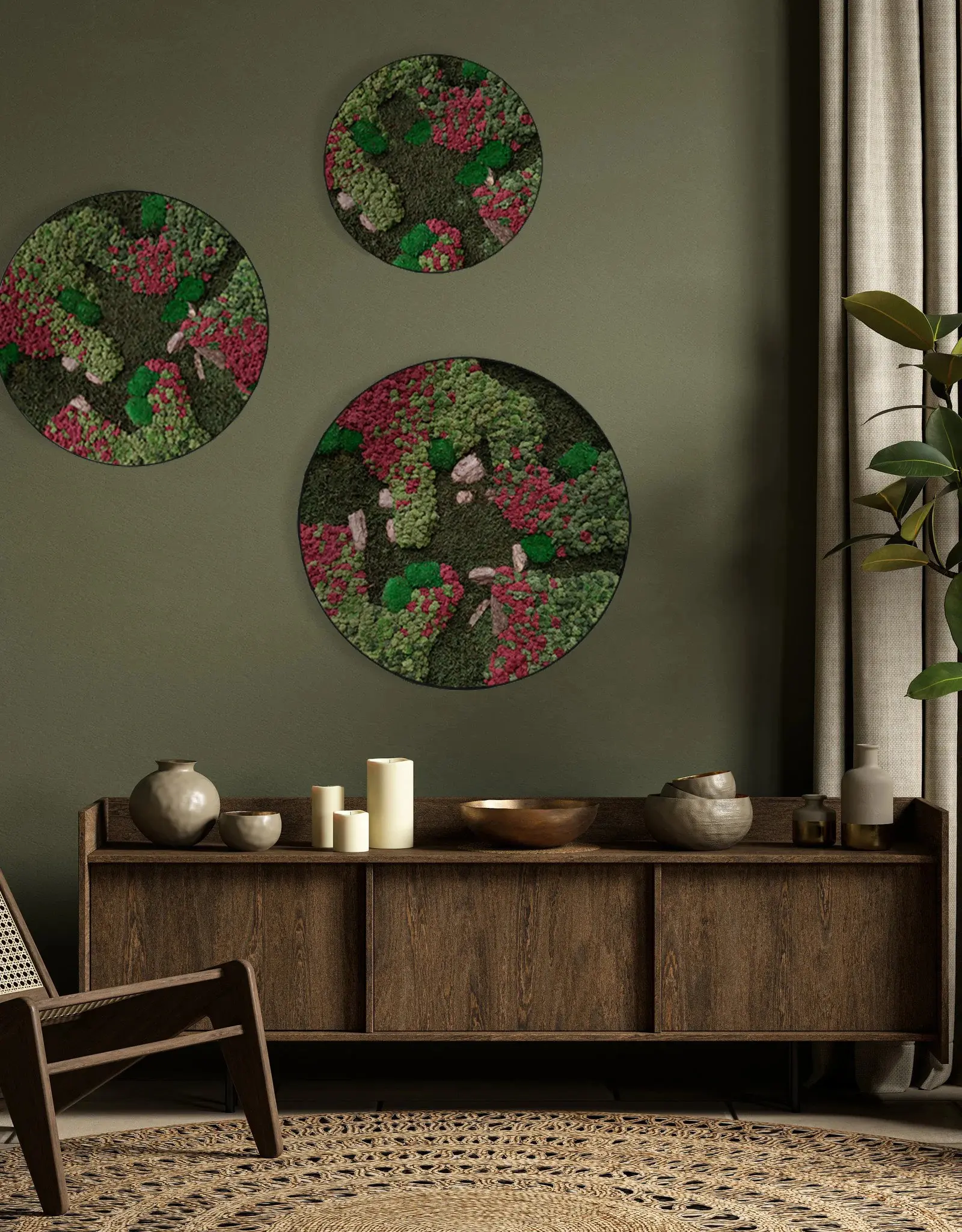 Mosvægge & plantevægge 4 moscirkel set ruby